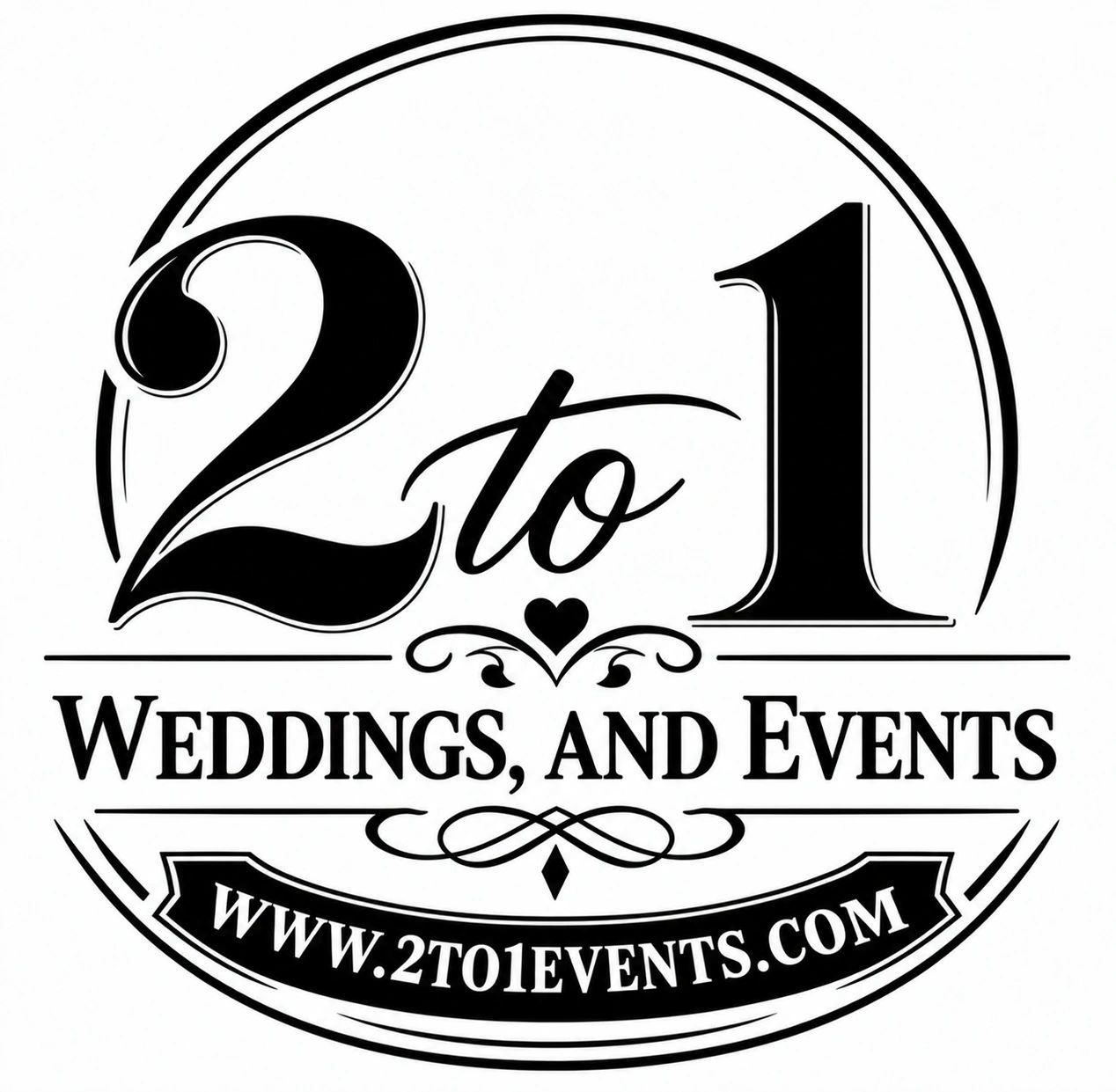 Logo for 2 to 1 Weddings and Events.
