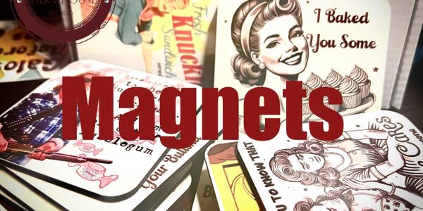 Stack of 3inch square magnets with funny sayings to introduce the category