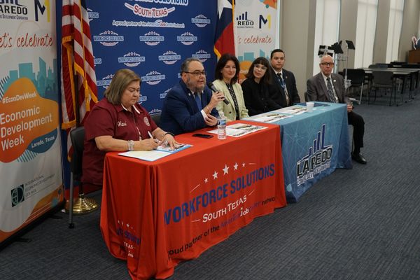 Panel discussion at a Workforce Solutions South Texas event in Laredo.