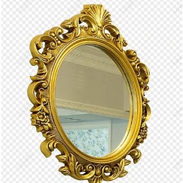Elegant golden framed mirror.