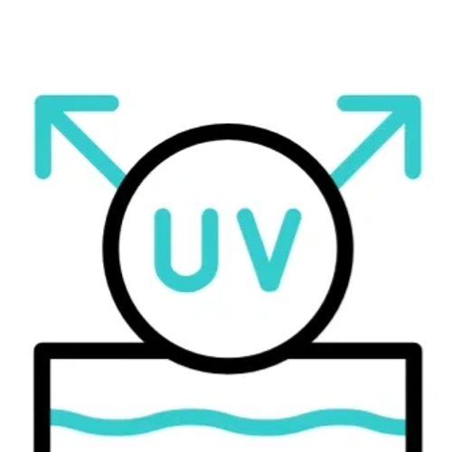 UV protection icon with arrows indicating UV rays deflection.