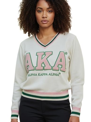 Chenille Alpha Kappa Alpha V-Neck Sweater