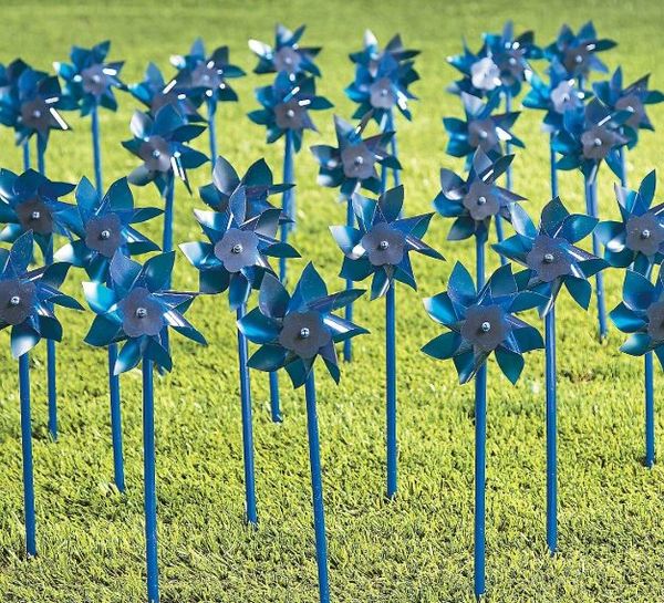 Blue Pinwheels for Child Abuse Prevention