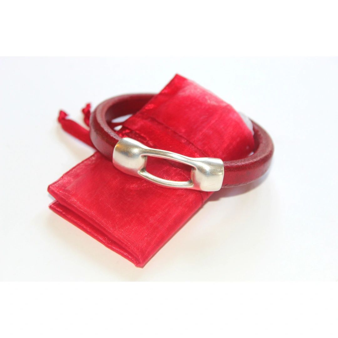 Burgundy Solid Leather Bracelet (Spacer)