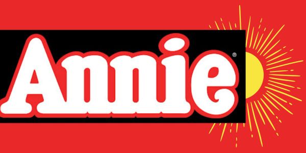 Logo of Annie with bold white letters on red and black background.