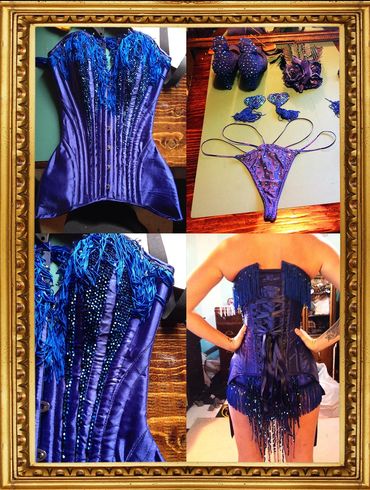 Die my Darling in royal blue satin with oodles of juicy beading and fringe trim