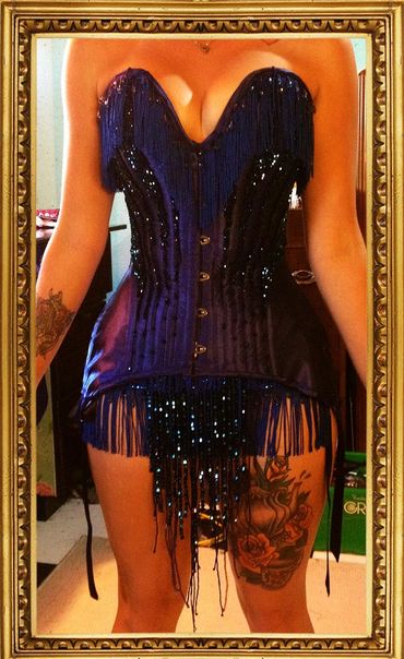 Die my Darling in royal blue satin with oodles of juicy beading and fringe trim 