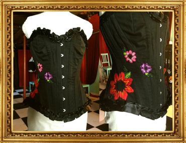 What's Your Damage in cotton coutil with ruffle trim and silk embroidery