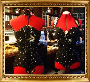 Haltered States in cotton eyelet with contrasting floral harness.