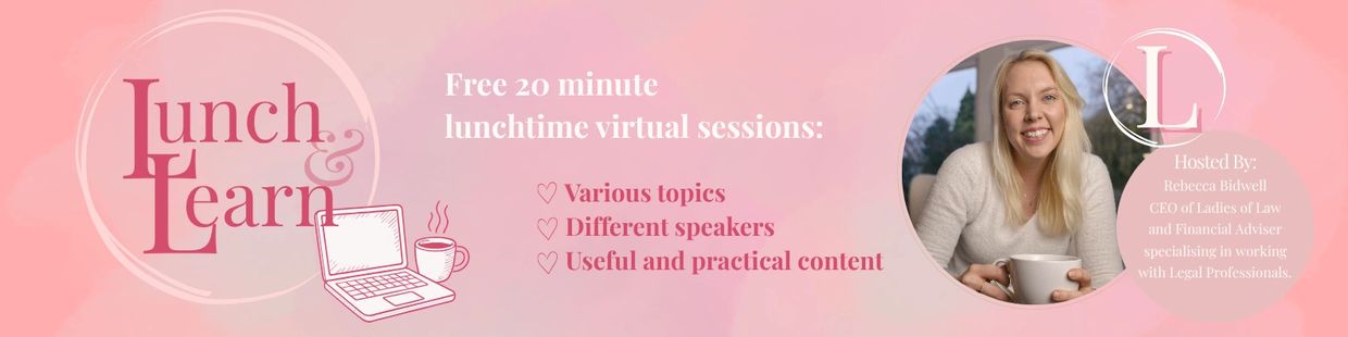 Promotional banner for free 20-minute lunchtime virtual sessions hosted by Rebecca Bidwell.