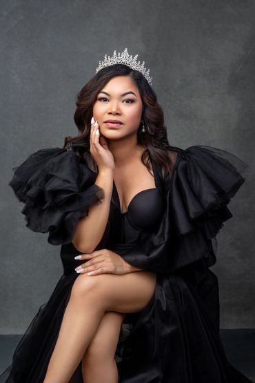 Elegant glamour portrait taken in Roseville, California, featuring a modern, sophisticated style