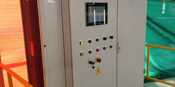Control panel with buttons and screen.