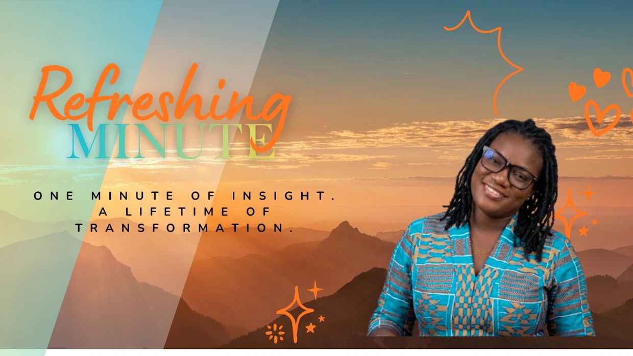 Image of lady smiling and inviting everyone to join a minute of reflection