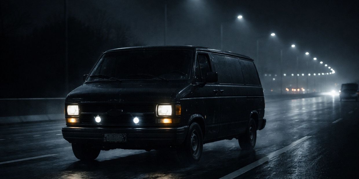 Van at night.