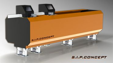 Industrial machine labeled S.I.P.CONCEPT with an orange and black design.