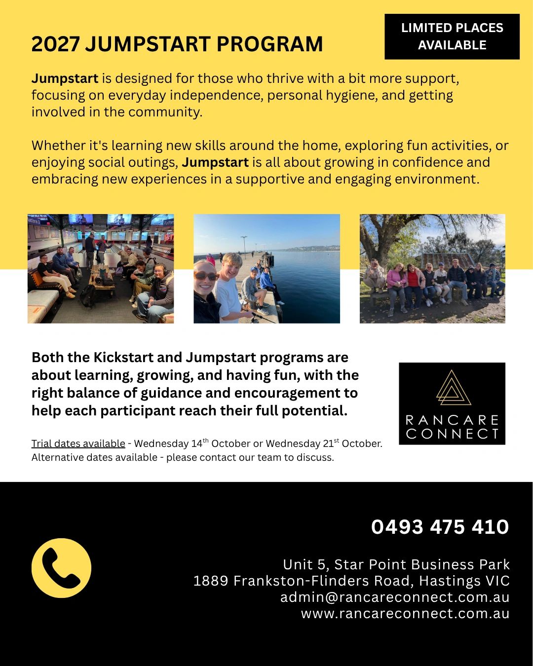 2027 Jumpstart program promoting independence and confidence with limited places.