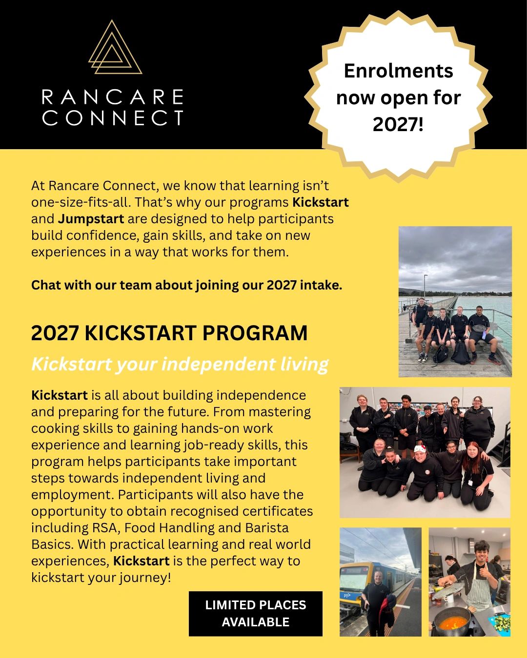 Rancare Connect enrolments open for 2027 Kickstart program.