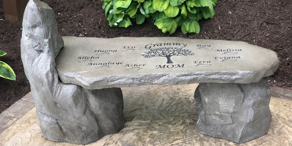 Stone glass engraving, bronze plaques, granite benches, house numbers, yard stones, pet memorials