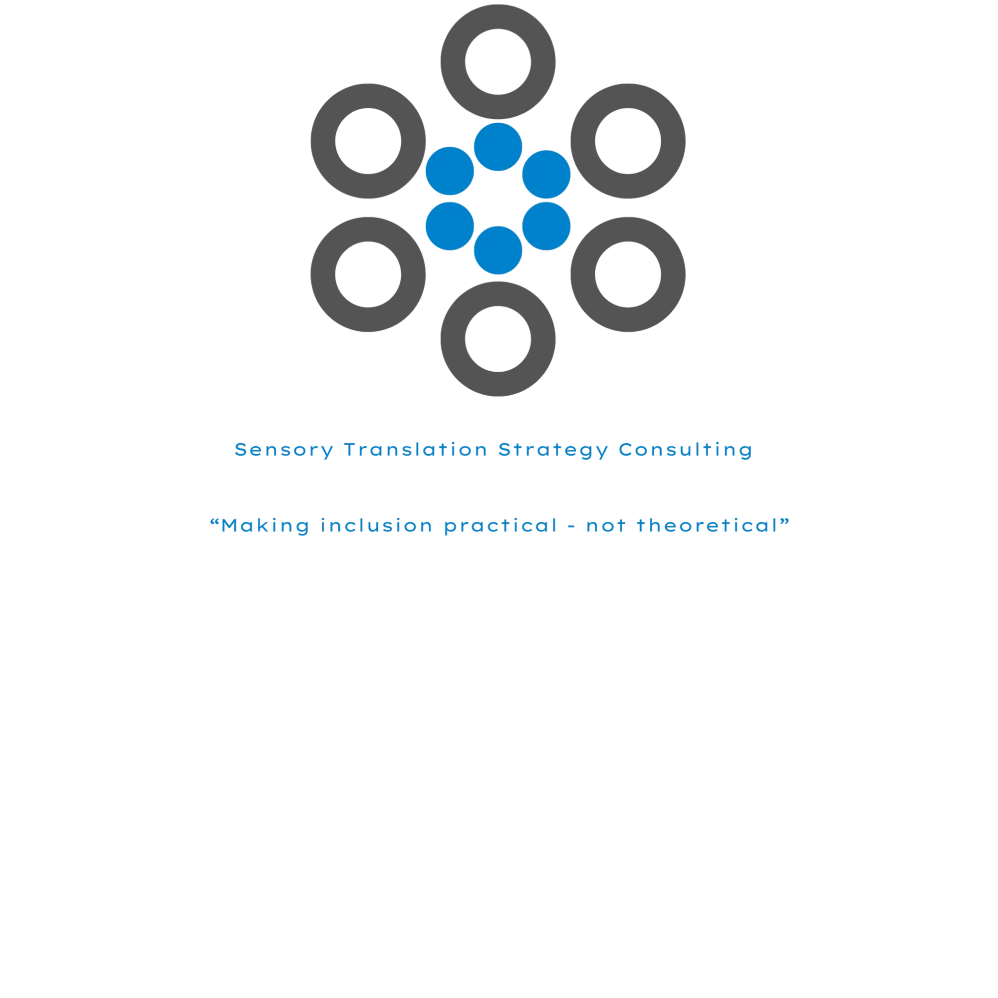 Logo of Sensory Translation Strategy Consulting with tagline about practical inclusion.
