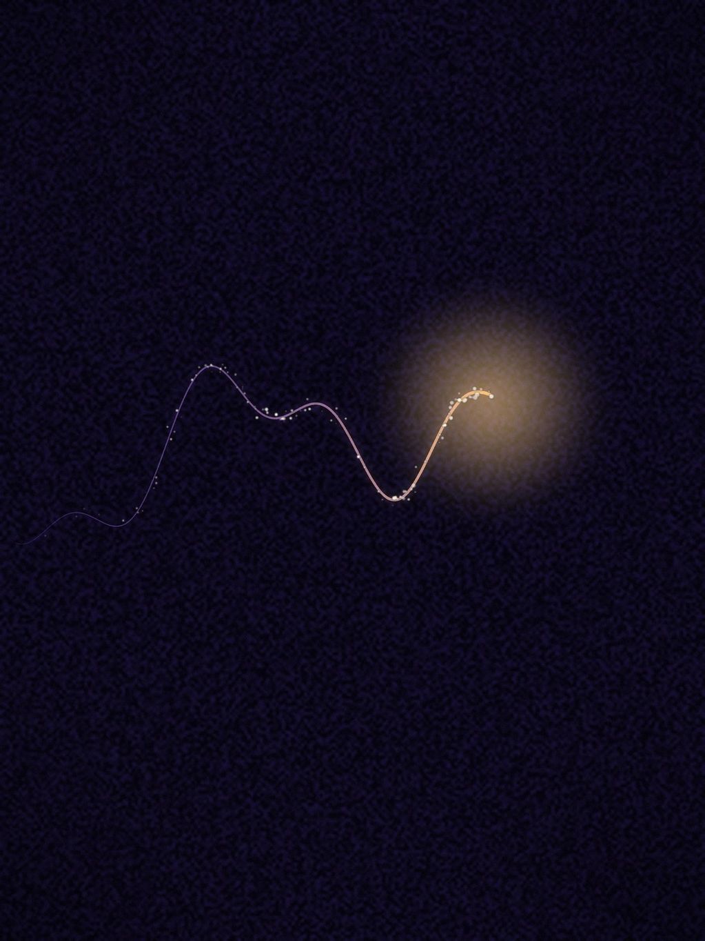 Glowing abstract wave on dark background.