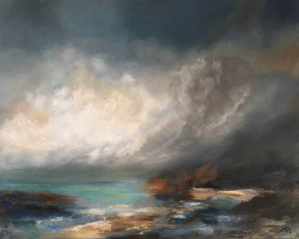Yorkshire artist Andrea Mosey oil painting of dramatic seascape scene
