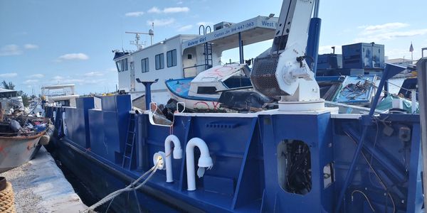 Galway Girl 139' former Naval Landing Craft, post chug removal.