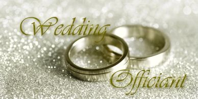 Two wedding rings with text 'Wedding Officiant'.