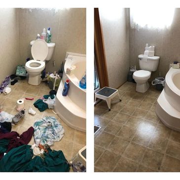 Before and after bathroom clean in Cookeville, TN
