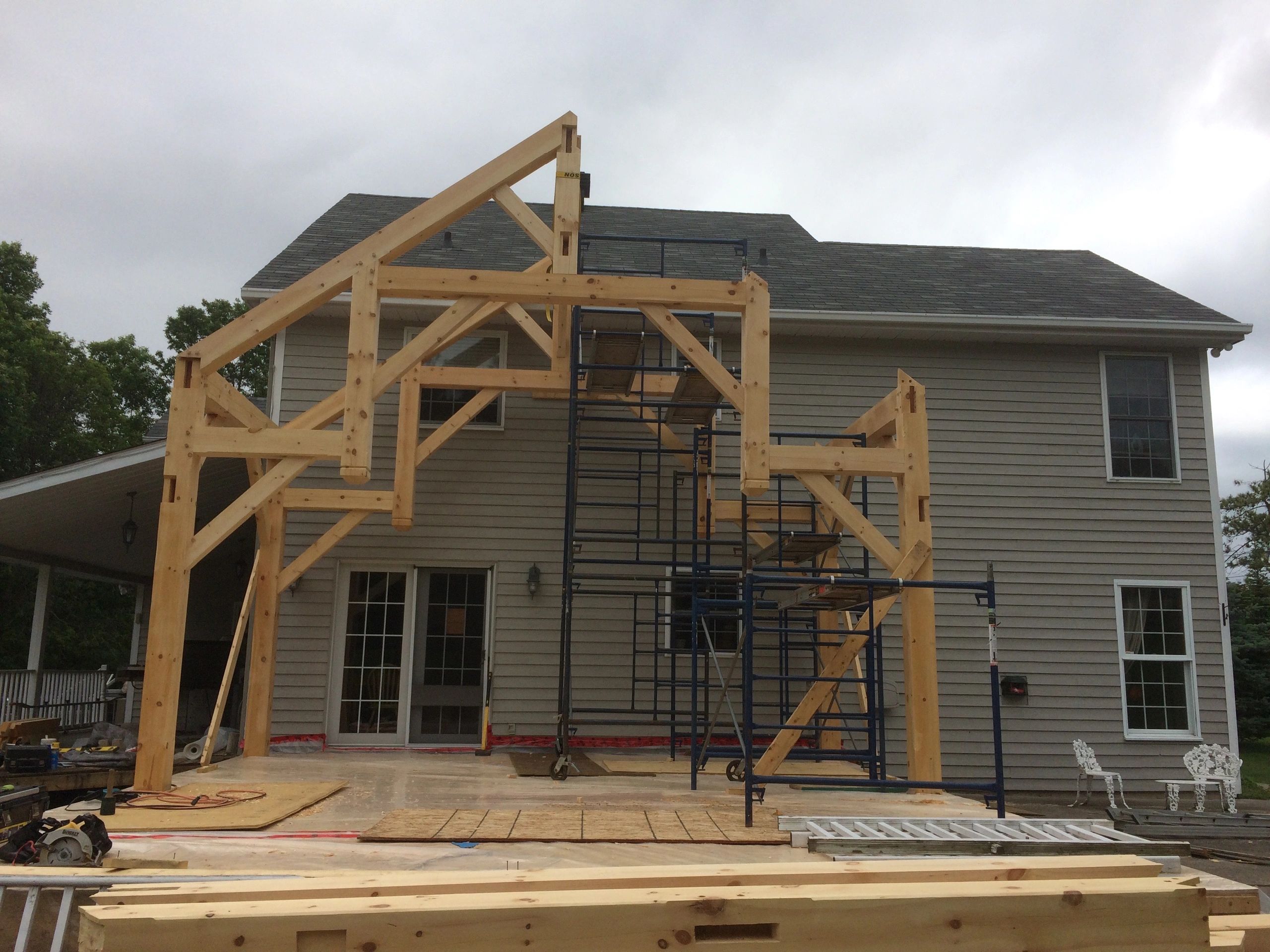 The beginning stages of a house addition
