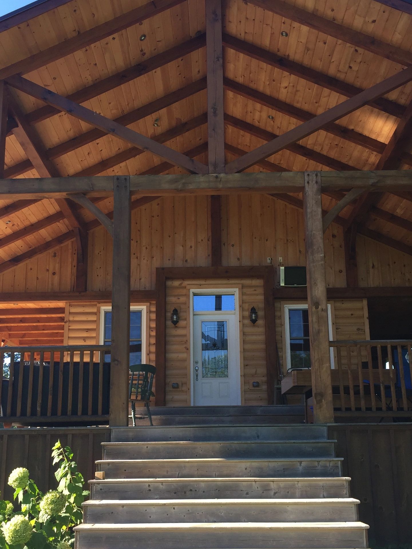 The timber frame porch of everyone’s dreams. 