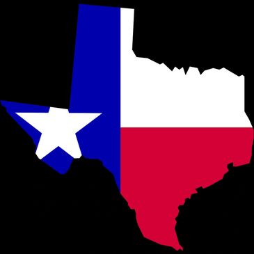 Texas flag imposed over the state of Texas.