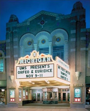 historic theater marquee at night