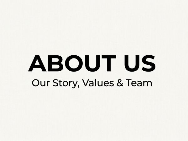 Title slide about a company's story, values, and team.