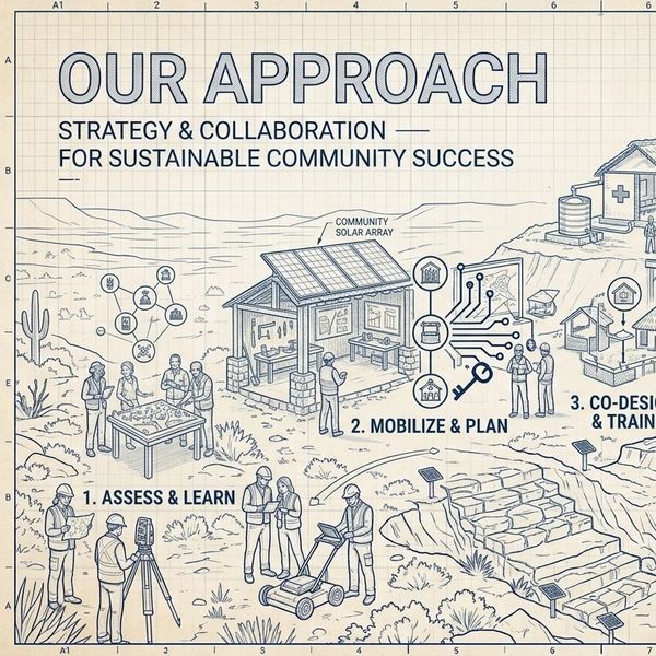 Illustration of a sustainable community plan with strategies.