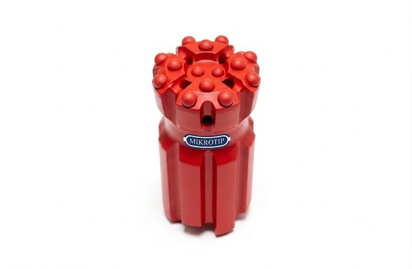 Red mikrotip drill bit with multiple round tips.