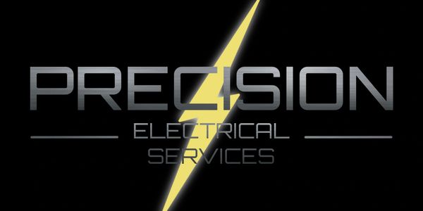 A black and yellow logo for precision electrical services.
