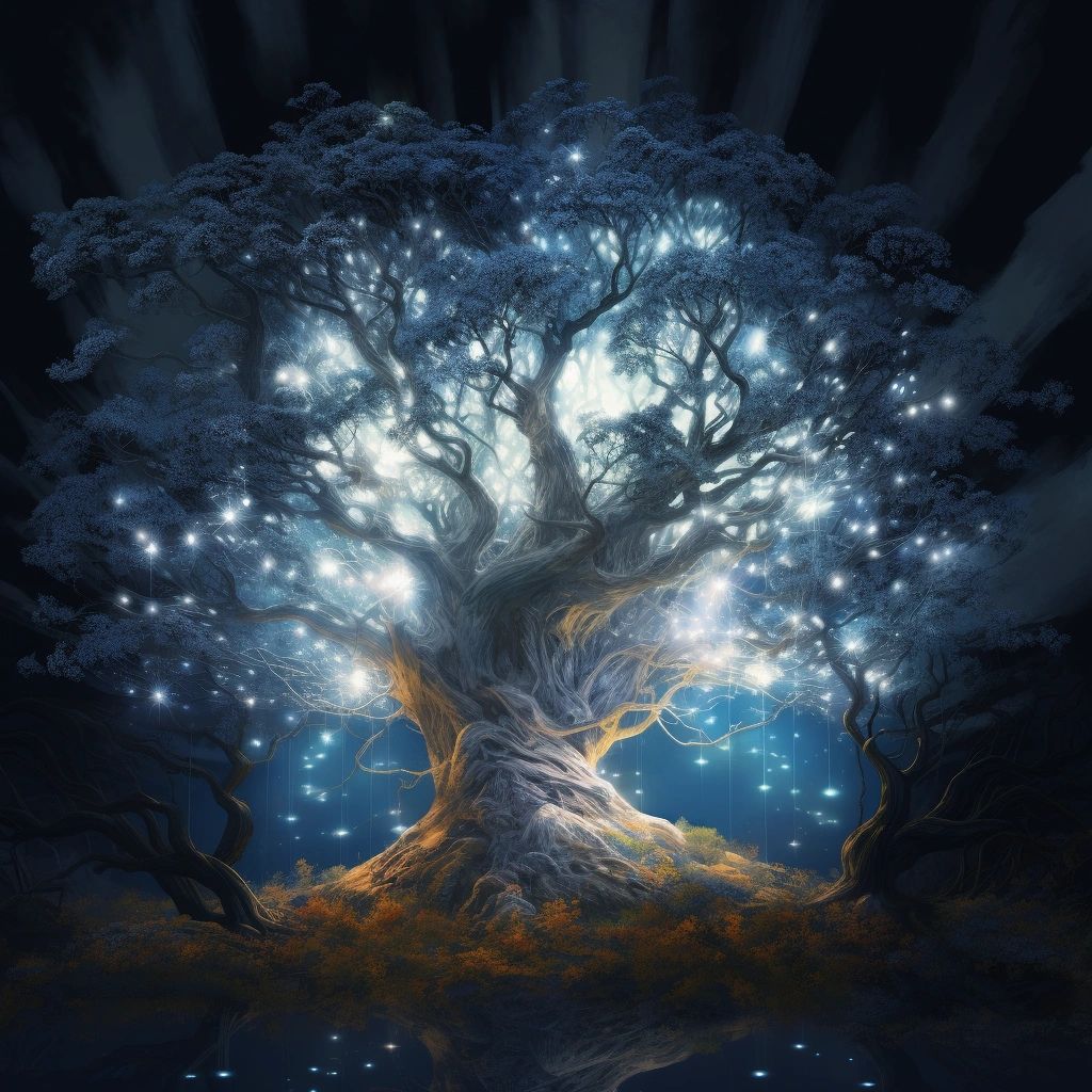 LUMINOUS BLUE LIGHT TREE FORGIVENESS