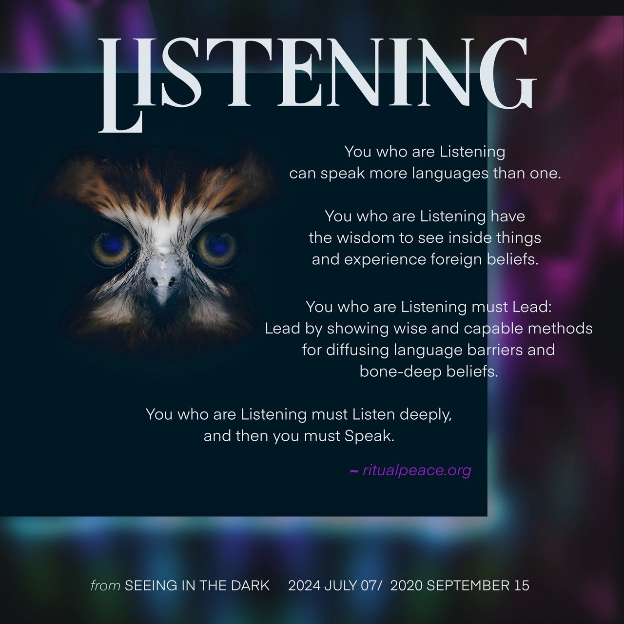 LISTENING, LANGUAGE, SPEAKING WISDOM