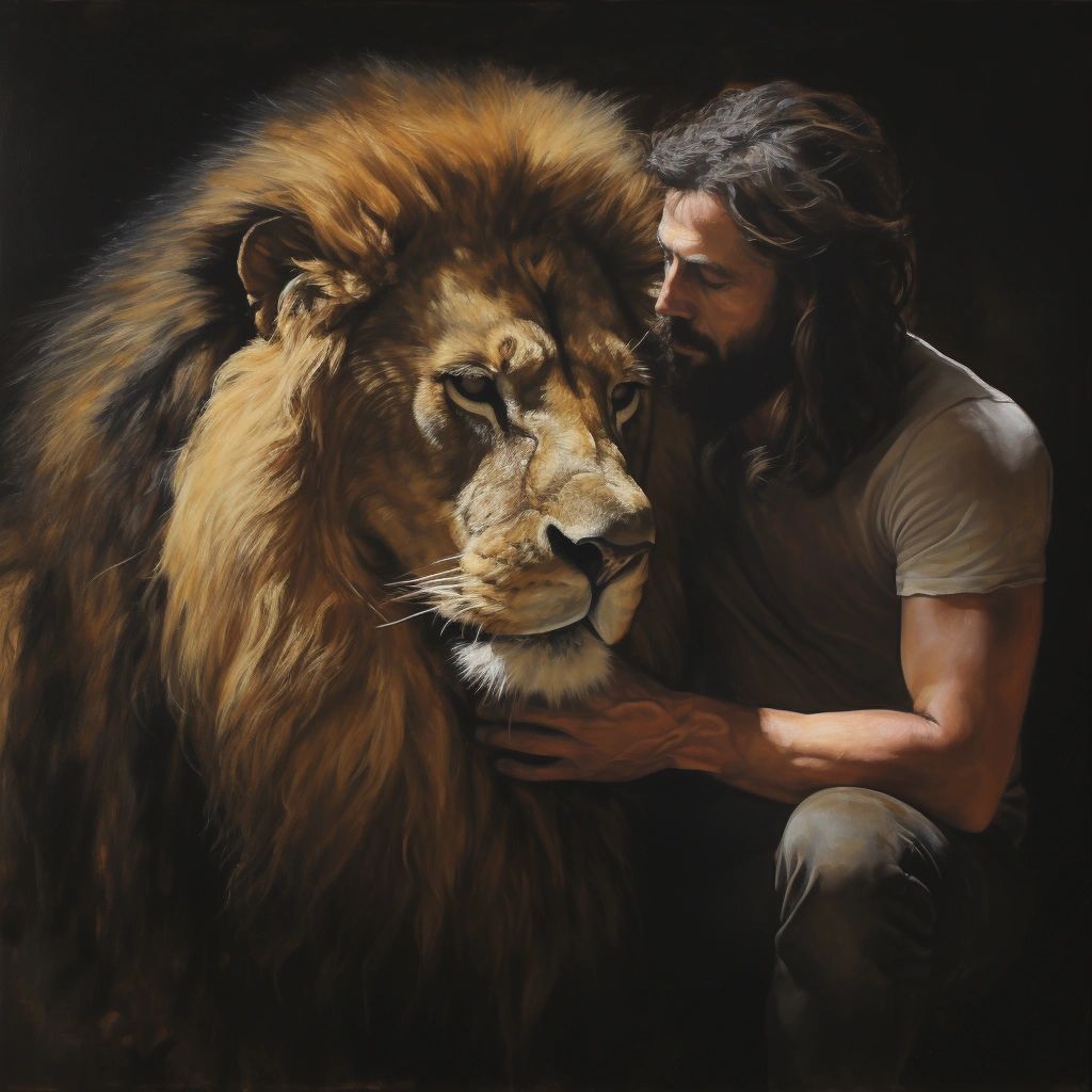 LION AND MAN IN REGARD