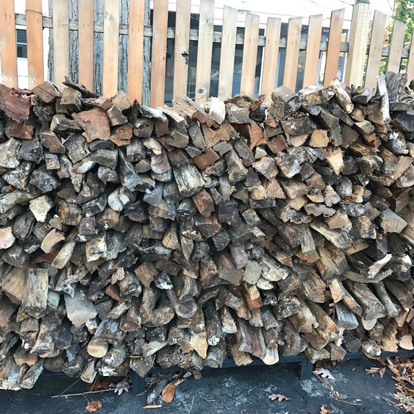 Stacked seasoned firewood