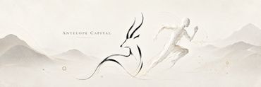 Elegant antelope sketch and running figure with 'Antelope Capital' text.