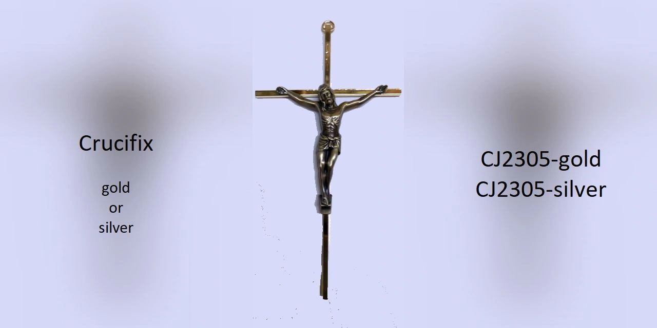 Crucifix in gold or silver cross with antiqued Jesus Christ
