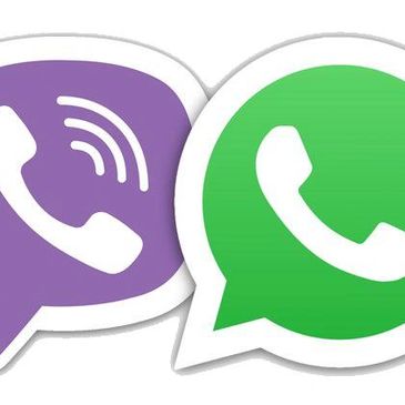 Viber and WhatsApp app icons overlapping.