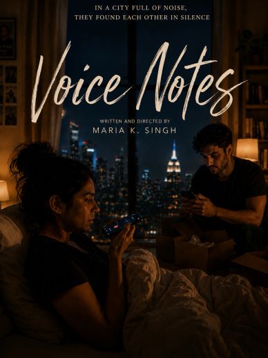 Two people engaged in quiet conversation at night.