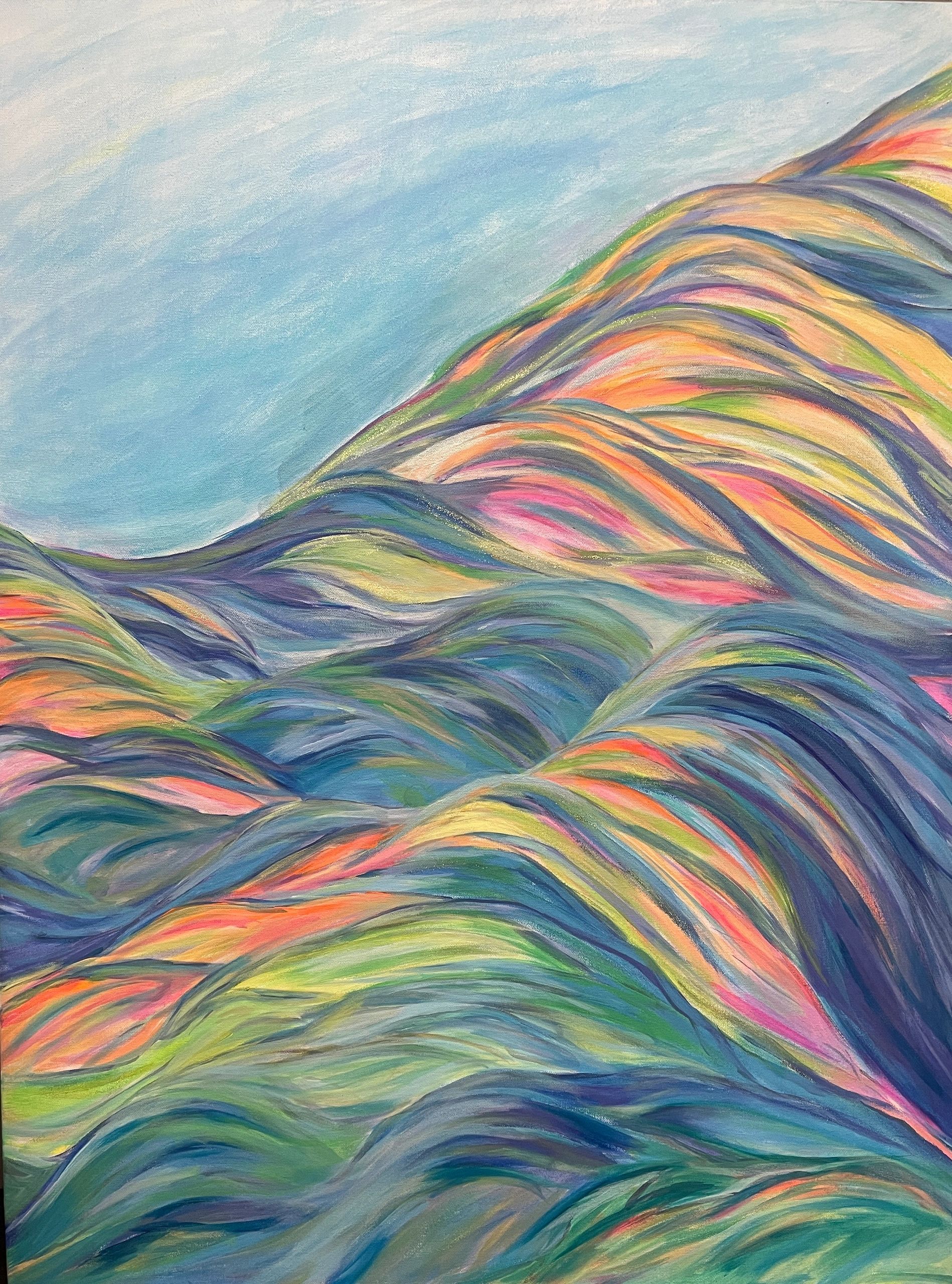 colorful painting of hills and valleys