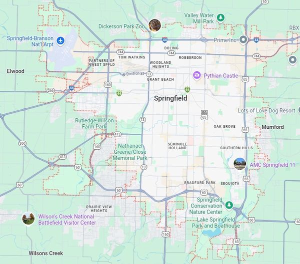 Map of Springfield MO Dog Poop Pickup service and Springfield MO Dog poop cleanup service