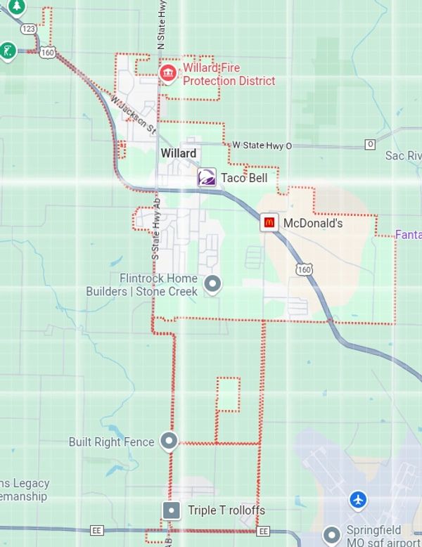 Map of Willard MO dog poop cleanup service, Willard MO dog poop removal and pet waste removal