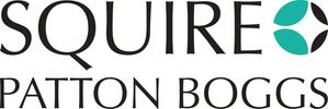 Squire Patton Boggs law firm logo with stylized text and teal emblem.