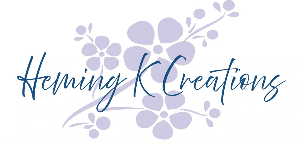 Elegant logo with floral design reading 'Heming K Creations'.