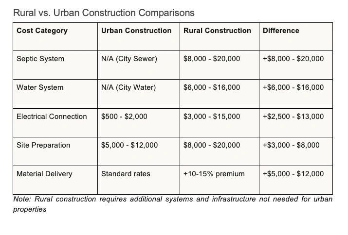 rural vs urban construction
